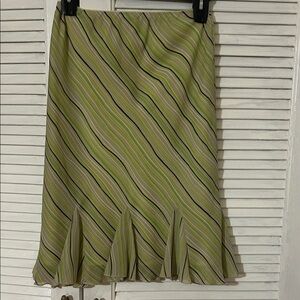 Chic Green Striped A-Line Skirt